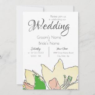 Yellow Flowers Wedding Invitation