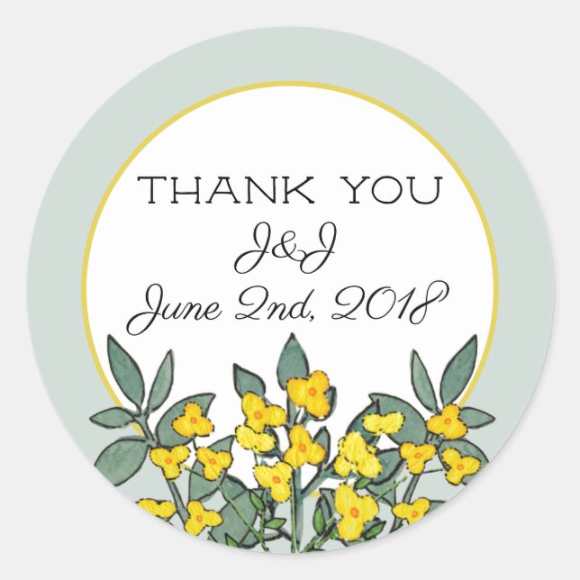 Yellow Flowers with Mint Accent Sticker (Front)