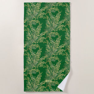 Yellow fluffy acacia wattle flowers beach towel