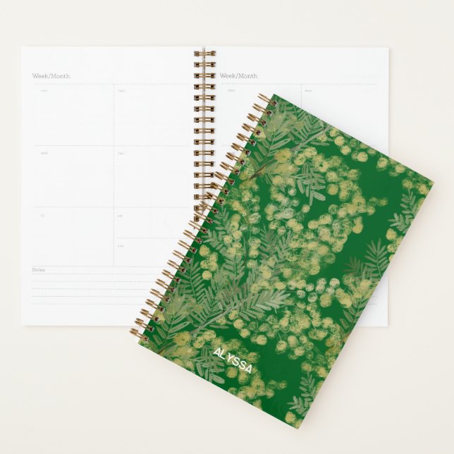 Yellow fluffy acacia wattle flowers planner (Display)