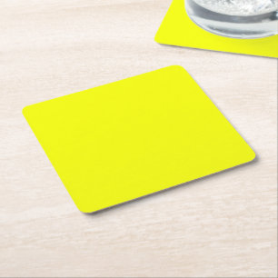 Yellow Fluo Neon Colour Customise This! Square Paper Coaster