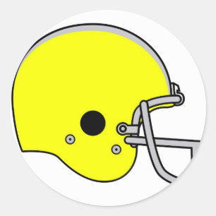 yellow football helmet classic round sticker