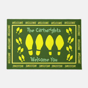 Yellow Footprints and Welcome Doormat