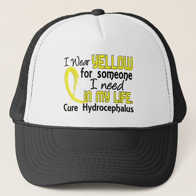 Yellow For Someone I Need Hydrocephalus Trucker Hat (Front)