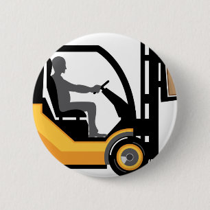 Yellow forklift 6 cm round badge