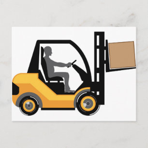 Yellow forklift postcard