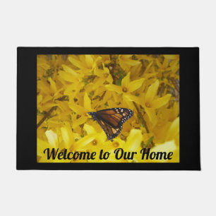  Yellow Forsythia Butterfly Welcome Home        Doormat