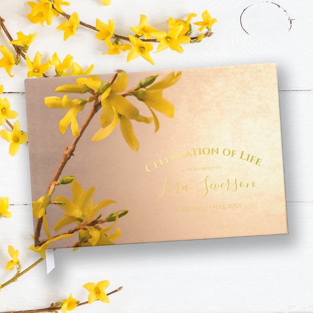 Yellow Forsythia Celebration of Life Memorial Guest Book (Creator Uploaded)