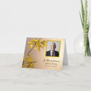 Yellow Forsythia Flowers Funeral Memorial Sympathy Thank You Card