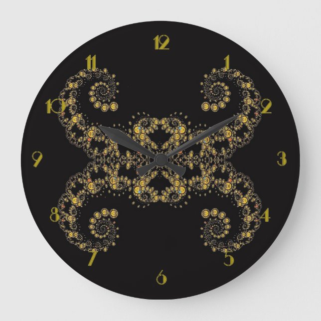 Yellow Fractal Curls Wall Clock (Front)
