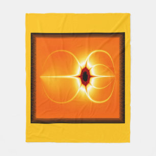 Yellow Fractal With Orange Background Fleece Blanket