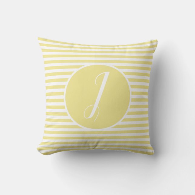 Yellow Frame Monogram Letter Stripes Cushion (Front)
