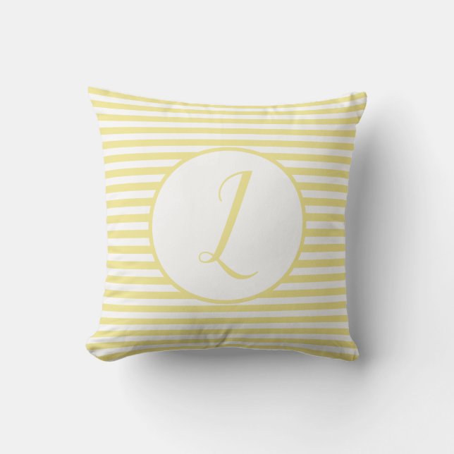 Yellow Frame Monogram Letter Stripes Cushion (Front)