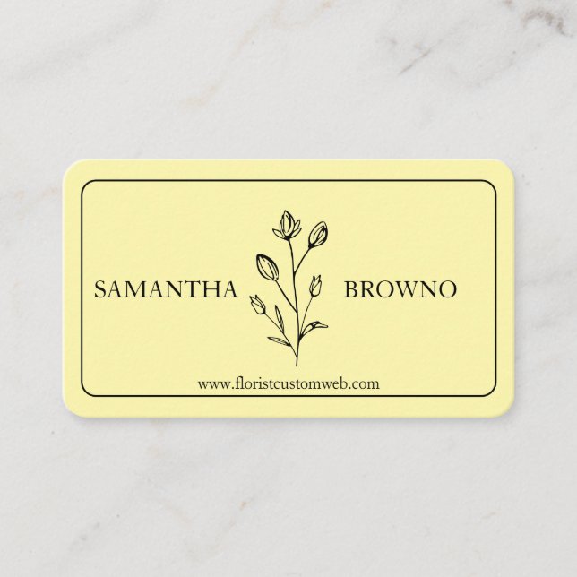 Yellow Framed Flower Business Card (Front)