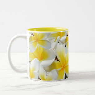 Yellow Frangipani Bouquet, Two-Tone Coffee Mug
