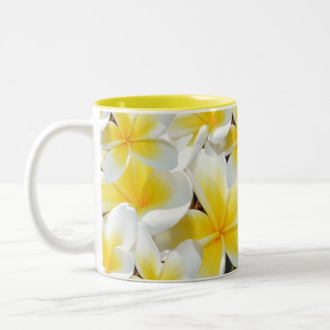 Yellow Frangipani Bouquet, Two-Tone Coffee Mug (Left)