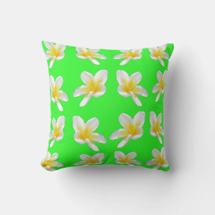 Yellow Frangipani On Green, Throw Cushion