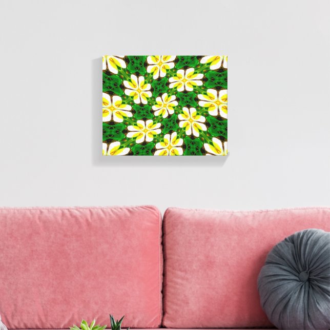 Yellow Frangipani Pattern Canvas Print (Insitu(LivingRoom))