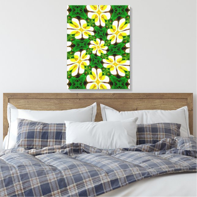 Yellow Frangipani Pattern Canvas Print (Insitu(Bedroom))