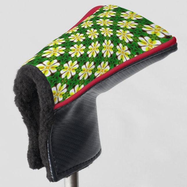 Yellow Frangipani Pattern Golf Head Cover (3/4 Front)
