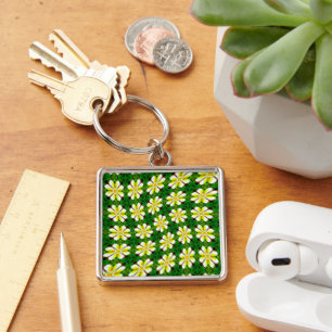 Yellow Frangipani Pattern Key Ring