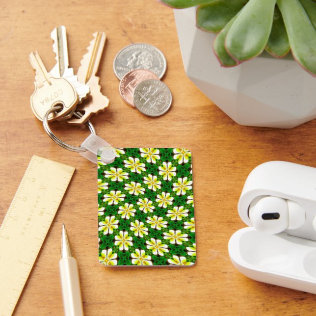 Yellow Frangipani Pattern Key Ring (Desk)