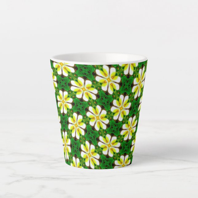 Yellow Frangipani Pattern Latte Mug (Front)