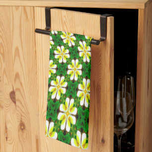 Yellow Frangipani Pattern Tea Towel