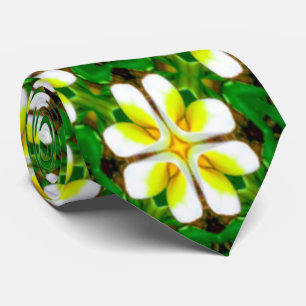 Yellow Frangipani Pattern Tie