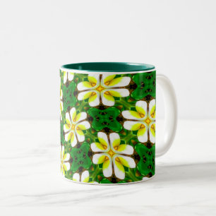 Yellow Frangipani Pattern Two-Tone Coffee Mug