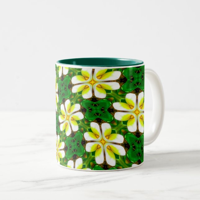 Yellow Frangipani Pattern Two-Tone Coffee Mug (Front Right)