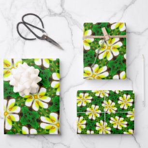 Yellow Frangipani Pattern Wrapping Paper Sheet