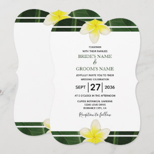 Yellow Frangipani Plumeria Wedding Invitations