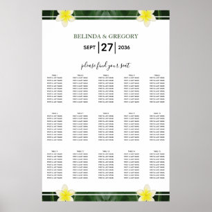 Yellow Frangipani Plumeria Wedding Seating Chart