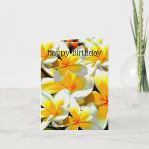 Yellow Frangipanis Oil Painted, Birthday Card, Card