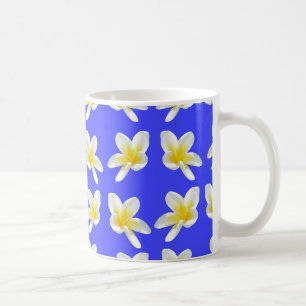 Yellow Frangipanis On Blue, Coffee Mug
