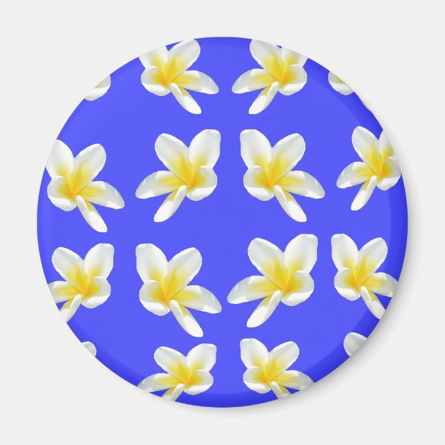 Yellow Frangipanis On Blue, Magnet (Front)
