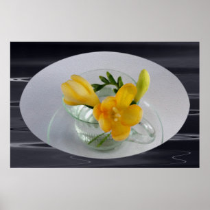 Yellow freesia buds poster