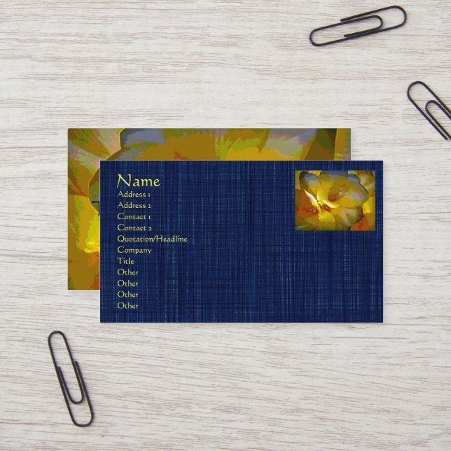 Yellow Freesia Digital Manipulation Business Card (Front/Back In Situ)