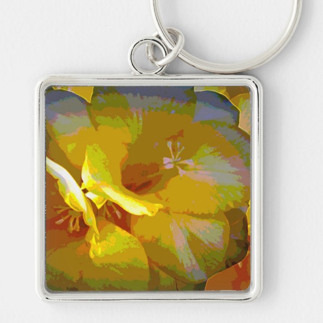 Yellow Freesia Digital Manipulation Key Ring (Front)
