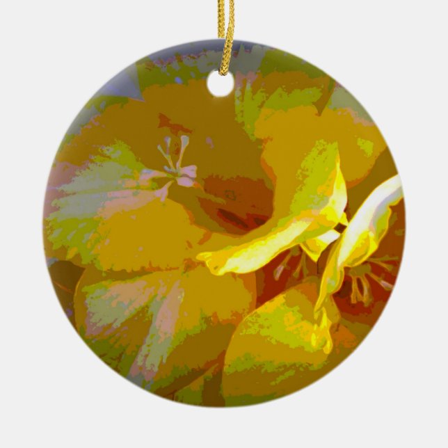 Yellow Freesia Digital Manipulation Ornament (Front)