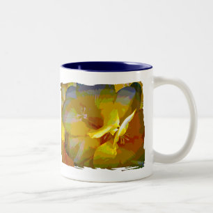 Yellow Freesia Digital Manipulation Two-Tone Coffee Mug