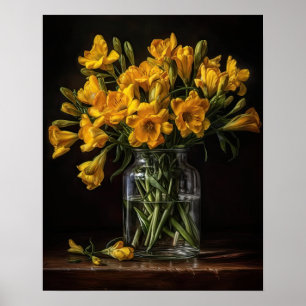 Yellow Freesia Flowers Art Print Poster