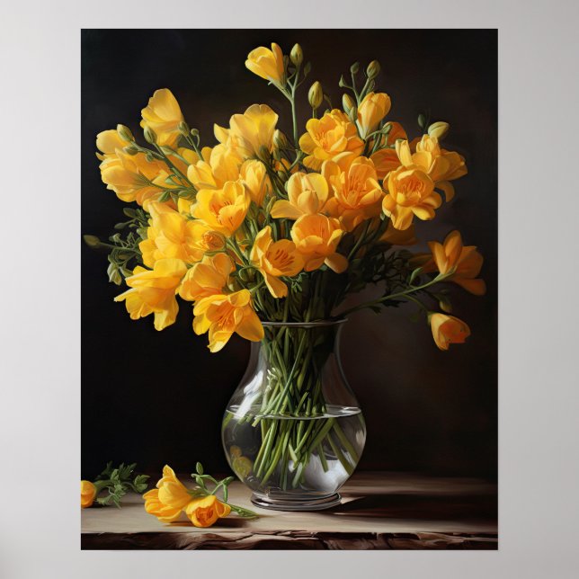 Yellow Freesia Flowers Art Print Poster (Front)