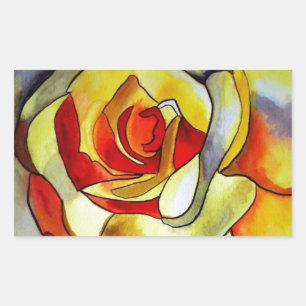 Yellow Freesia watercolor original aer flower Rectangular Sticker