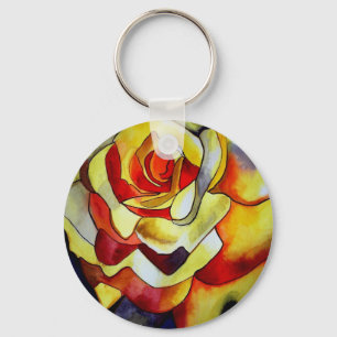 Yellow Freesia watercolor original art flower Key Ring