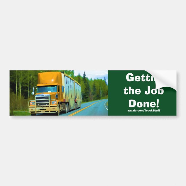 Yellow Freight Truck for Truckers & Truck-Lovers Bumper Sticker (Front)