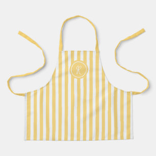 Yellow French Beach Stripe Personalised Monogram  Apron