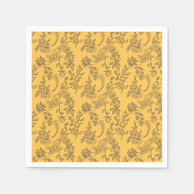 Yellow French country floral pattern   Napkin (Front)