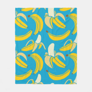 yellow fresh fruit tropical banana seamless patter fleece blanket